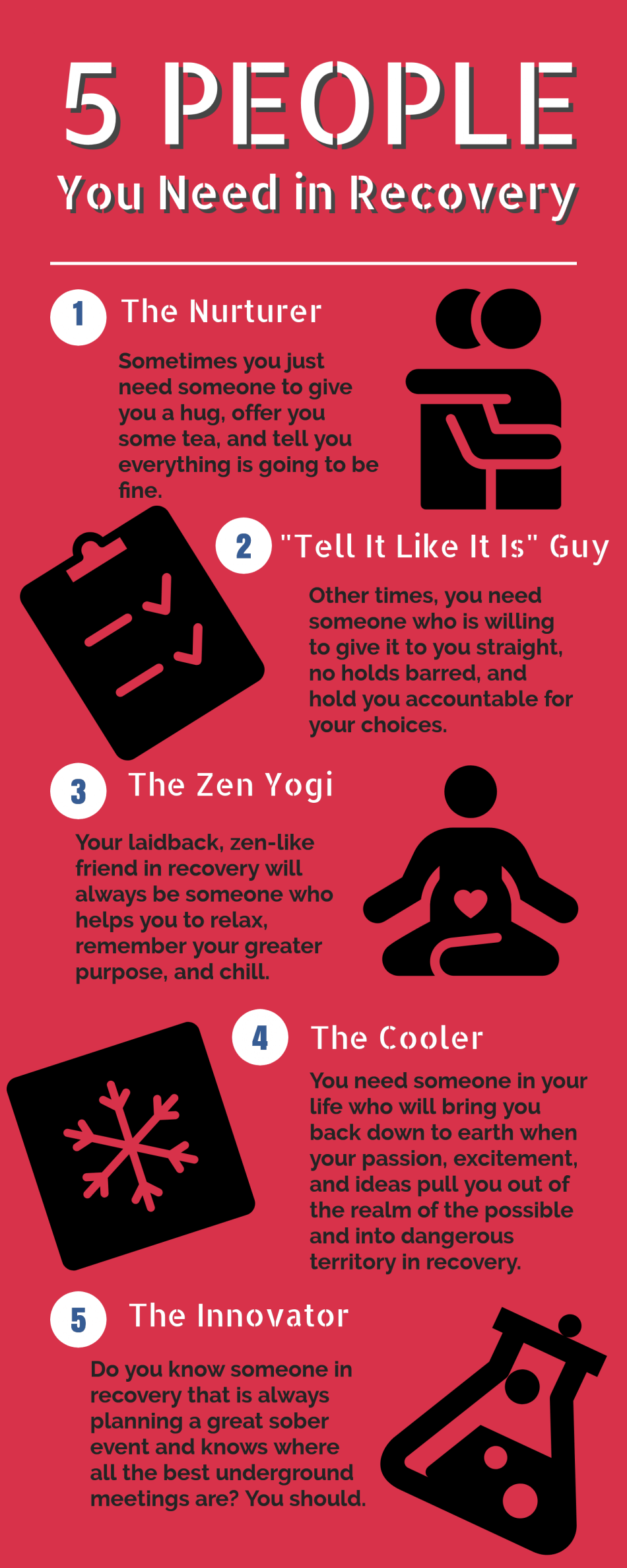 infographic on types of people you need in recovery
